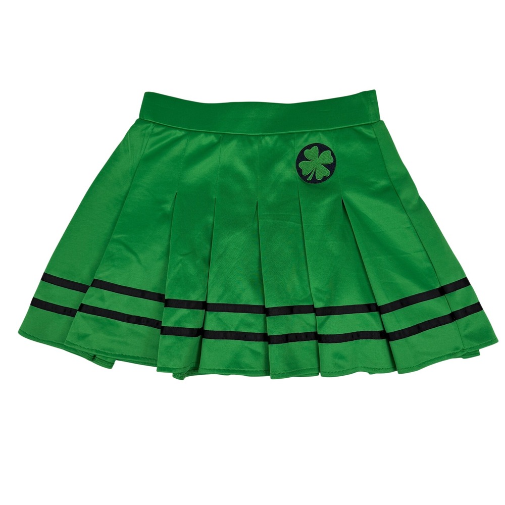 Spencer's St. Pat's Pleated Mini Skirt Large Green Shamrock Cheerleader Skirt